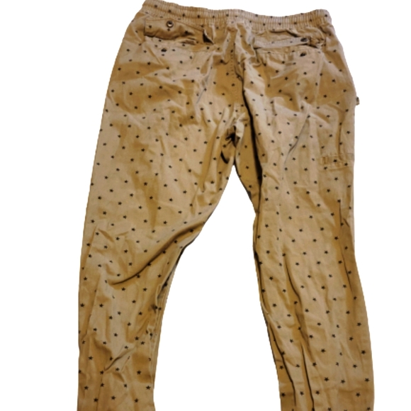 Square zero drawstring pants. Gathered ankles. Star accent. Olive brown. 4 pkts - Picture 2 of 3